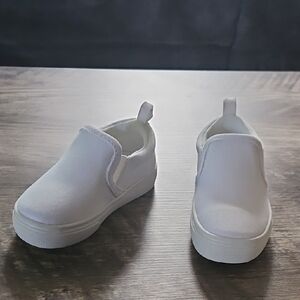 Wonder Nation White Slip-On Canvas Kids Sneakers